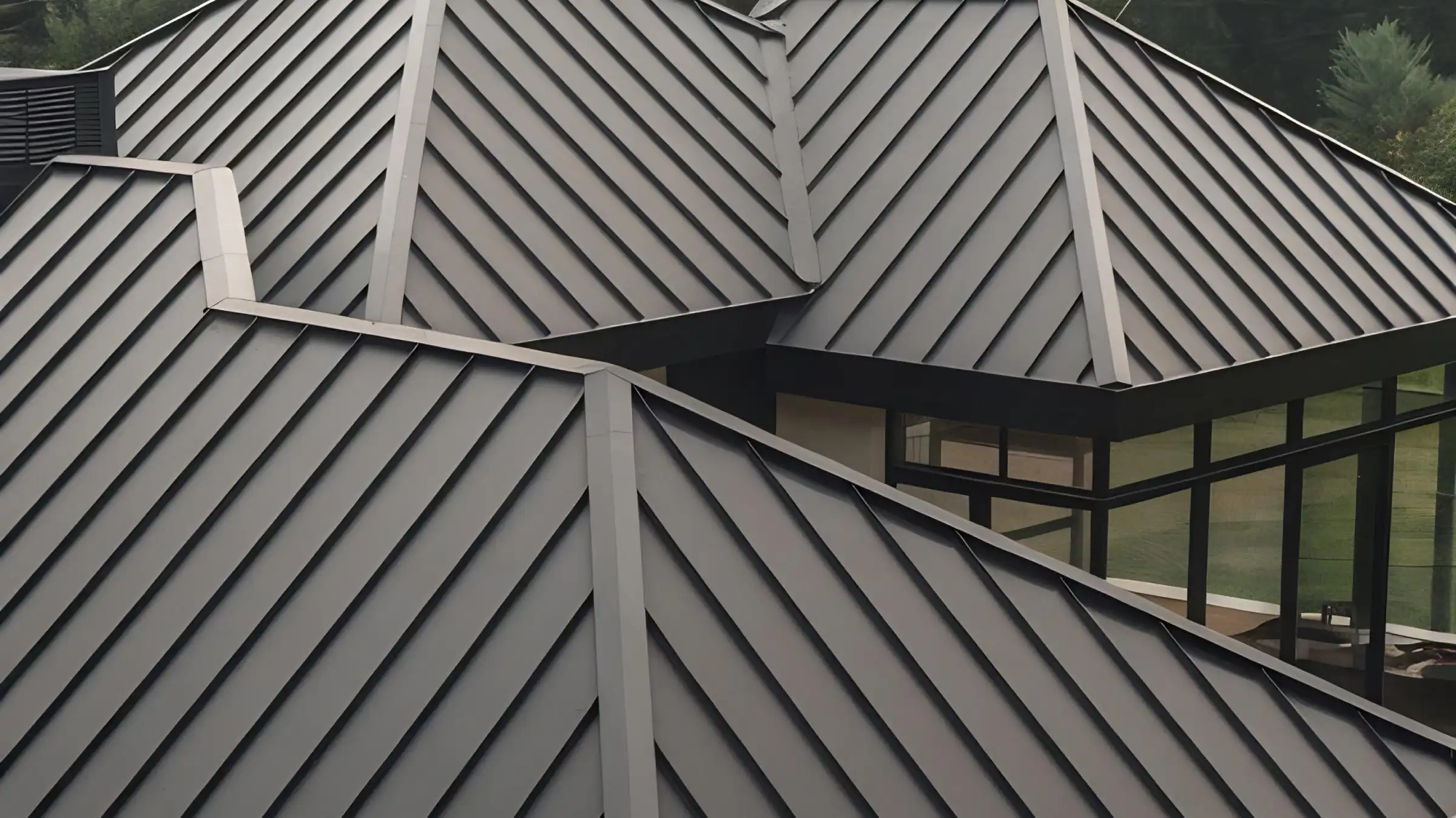 Commercial building with a professionally installed metal roofing system
