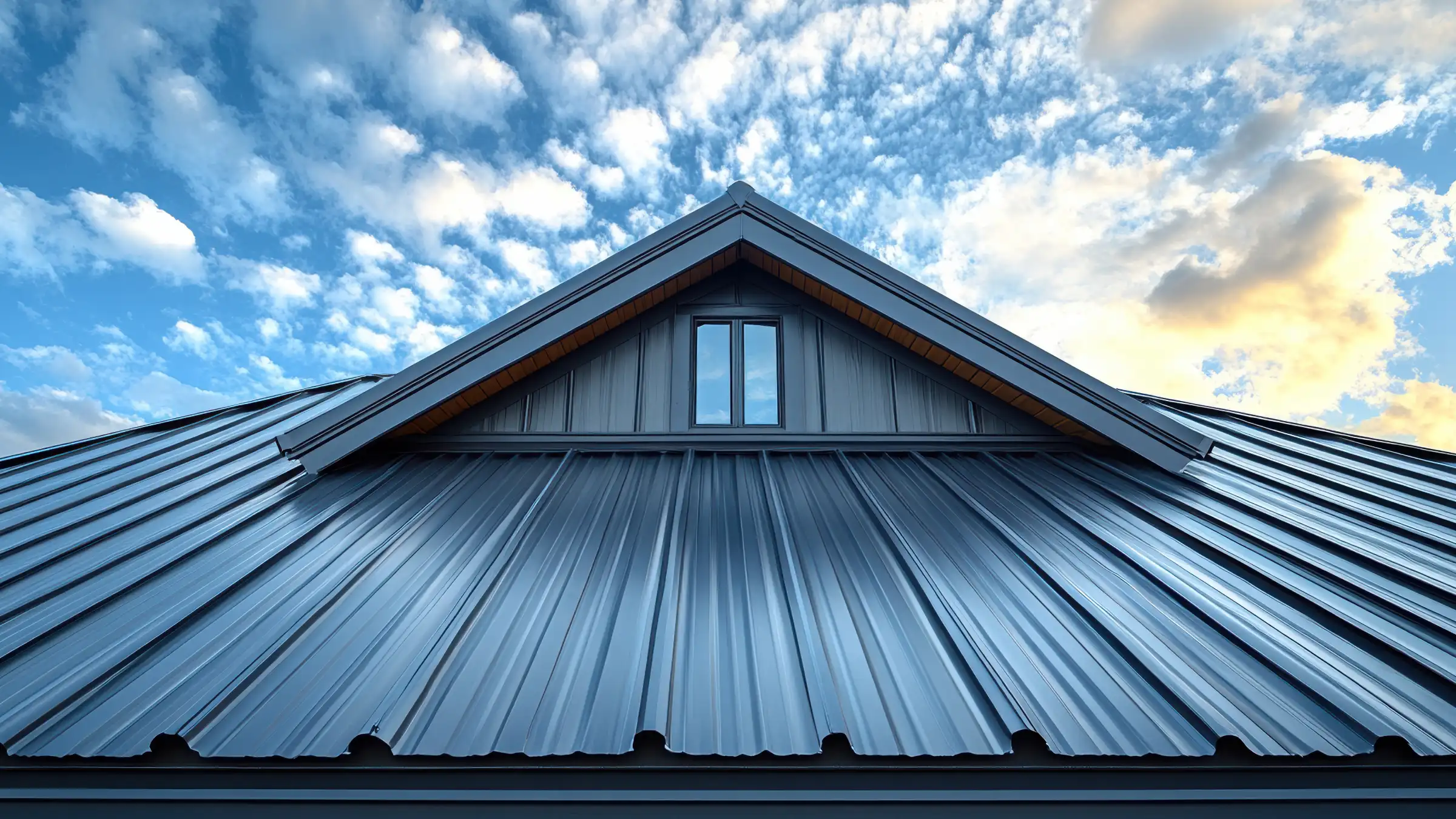 Metal roofing panels and seams on a commercial roof